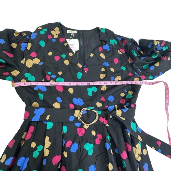 Lafayette 148 New York 100% Silk Black Doha Scattered Dot Print Wrap Dress - Picture 4 of 16